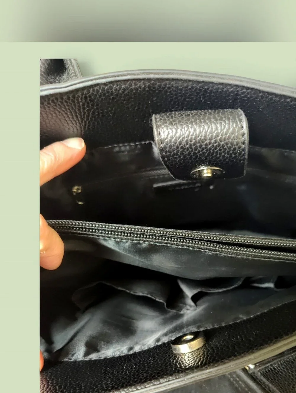 NWOT Tahari Black Pebble Faux Leather Briefcase Tote